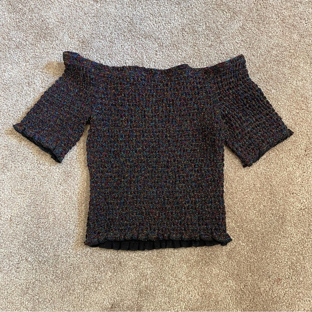 UO Sparkly Black Off the Shoulder Top